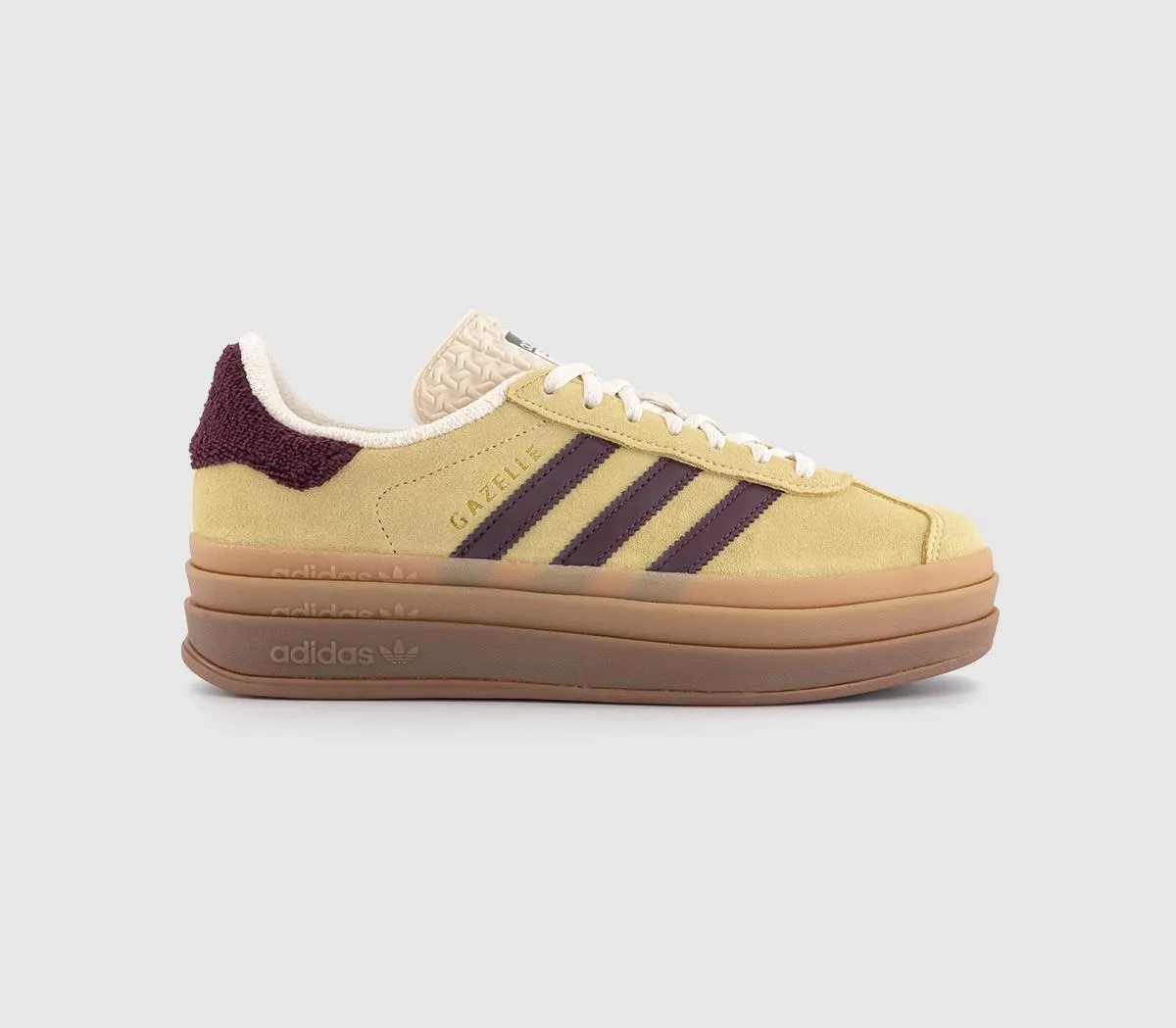 adidas Gazelle Bold W Trainers Almost Yellow Maroon Wonder White