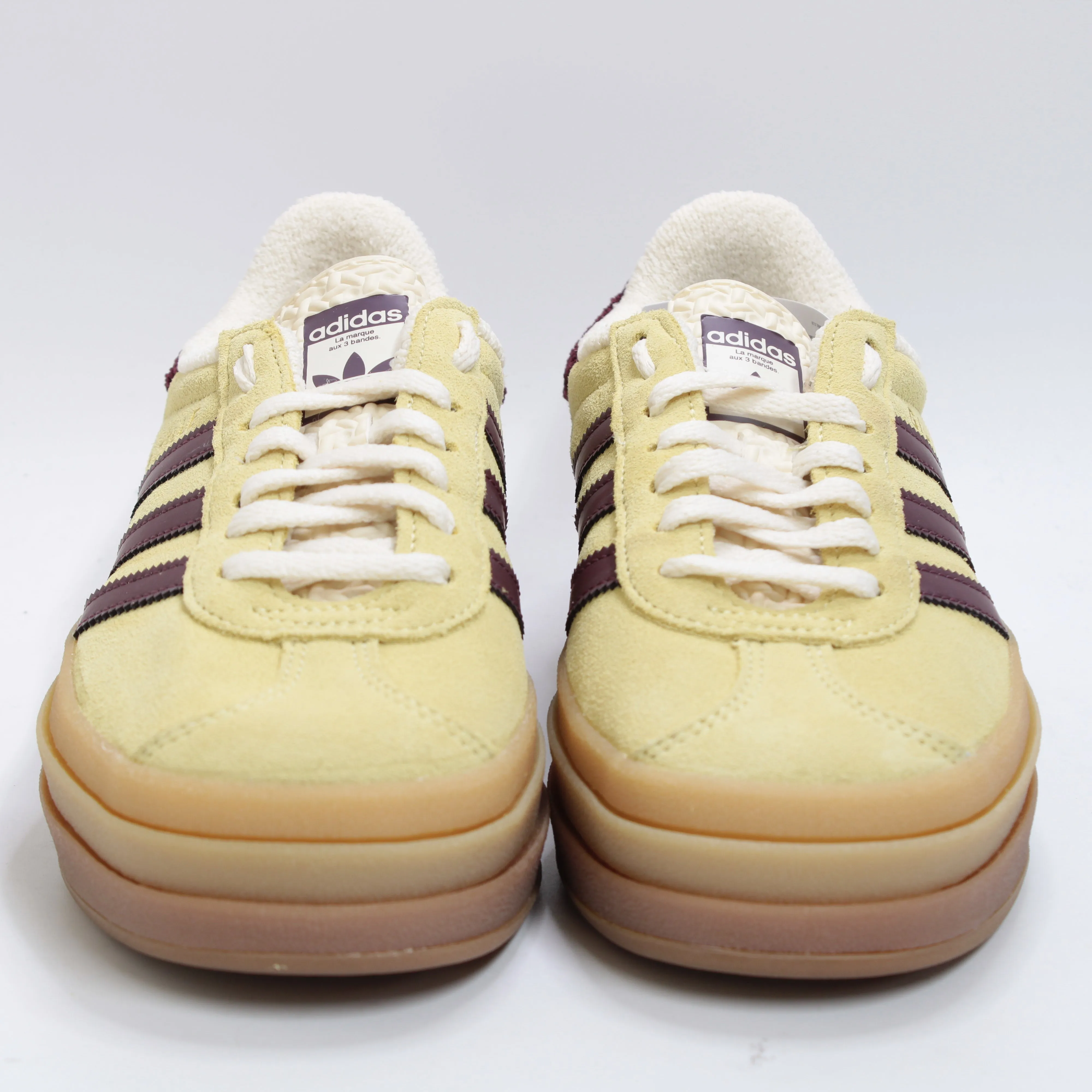 adidas Gazelle Bold W Trainers Almost Yellow Maroon Wonder White