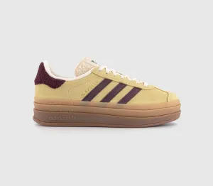 adidas Gazelle Bold W Trainers Almost Yellow Maroon Wonder White