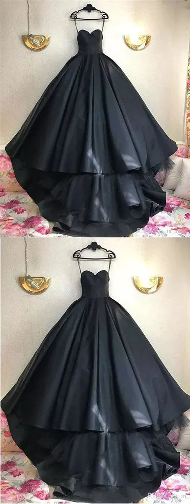 Black Ball Gown Sweetheart Sweep Train Prom Dress Long Evening Dress PFP0104
