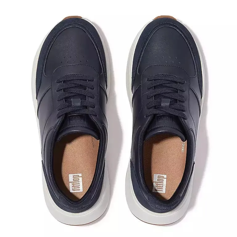 FitFlop F-Mode Leather Suede Flatform Sneakers Midnight Navy