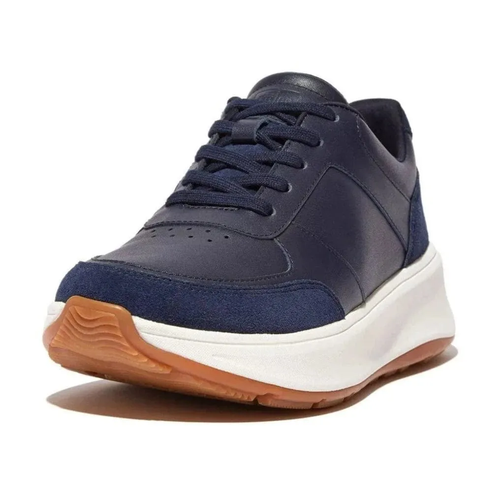FitFlop F-Mode Leather Suede Flatform Sneakers Midnight Navy