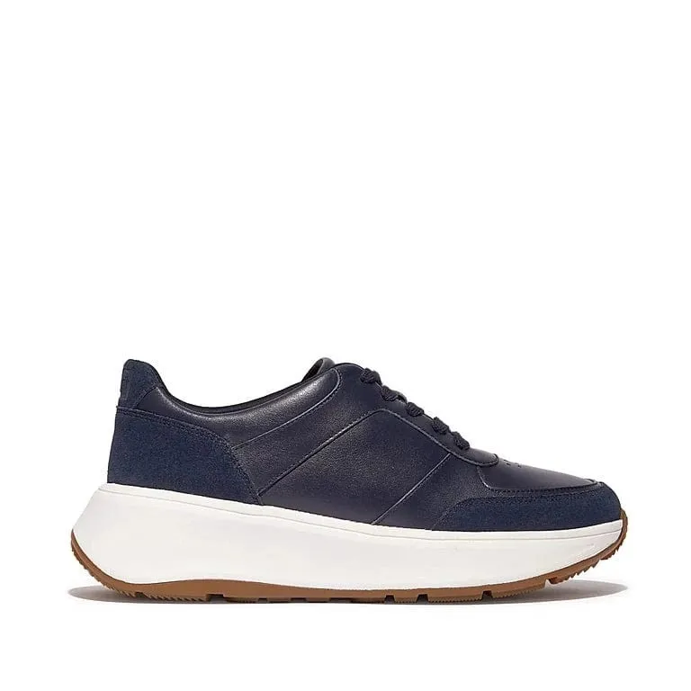 FitFlop F-Mode Leather Suede Flatform Sneakers Midnight Navy