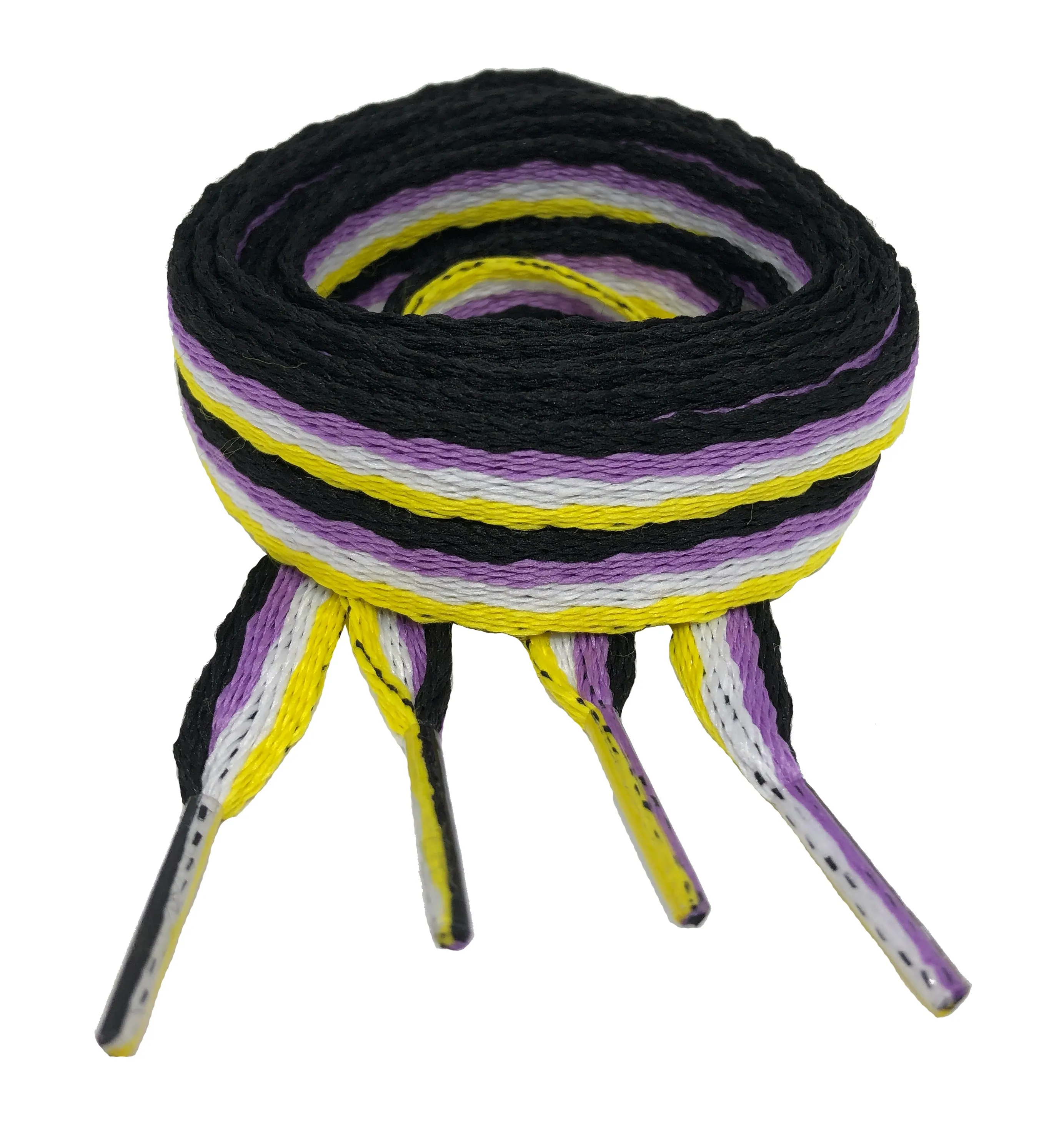 Flat Non-Binary Pride Shoelaces - 10mm wide