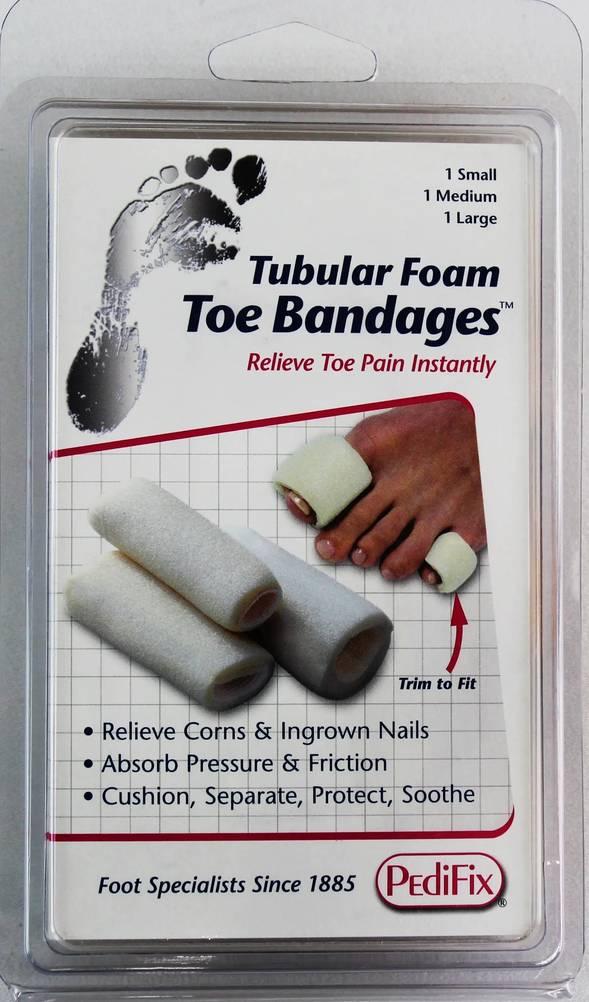 PediFix Tubular-Foam Toe Bandages – Cushion, Protect, and Relieve Toe Pain and Irritation