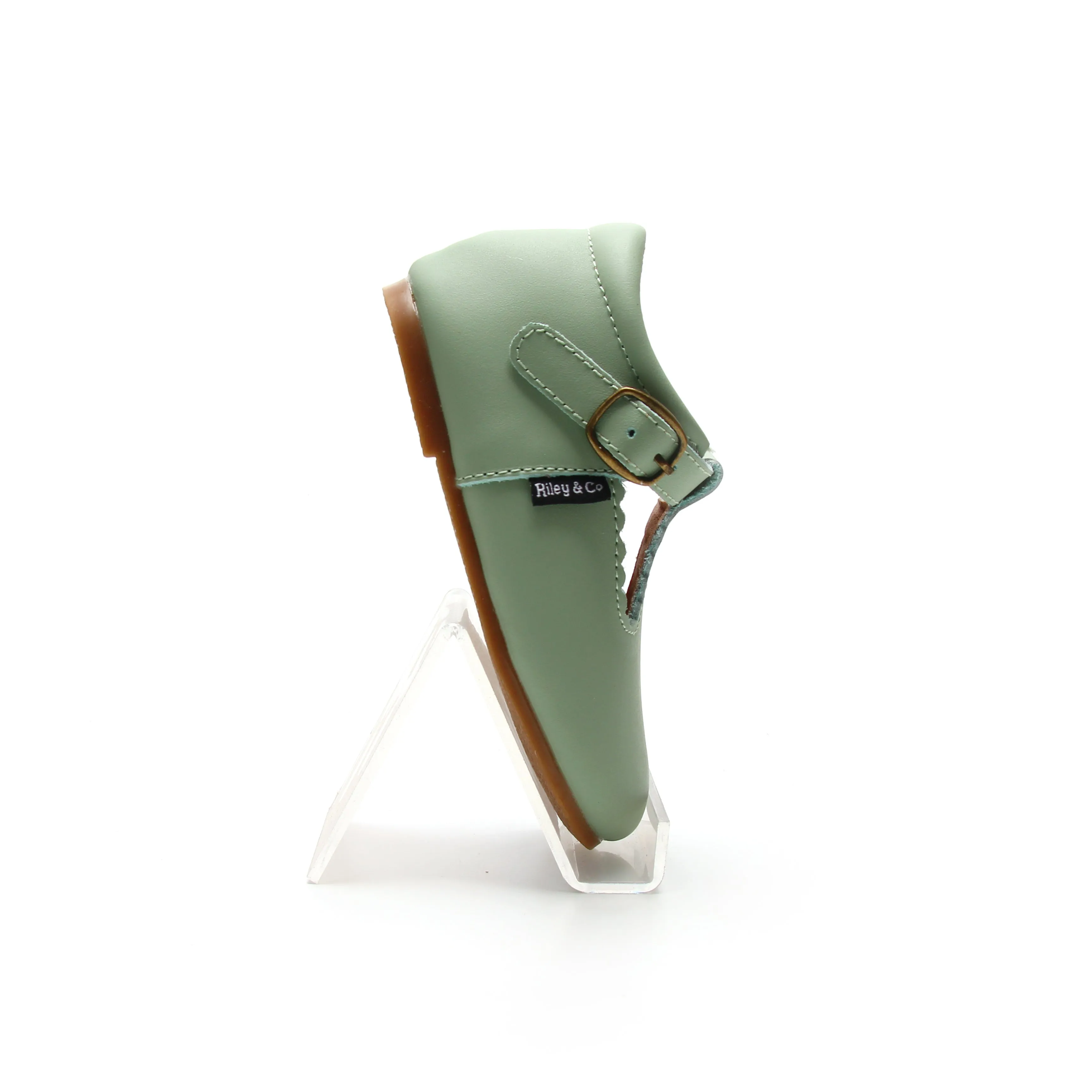Riley T-Straps - Scalloped - Pistachio