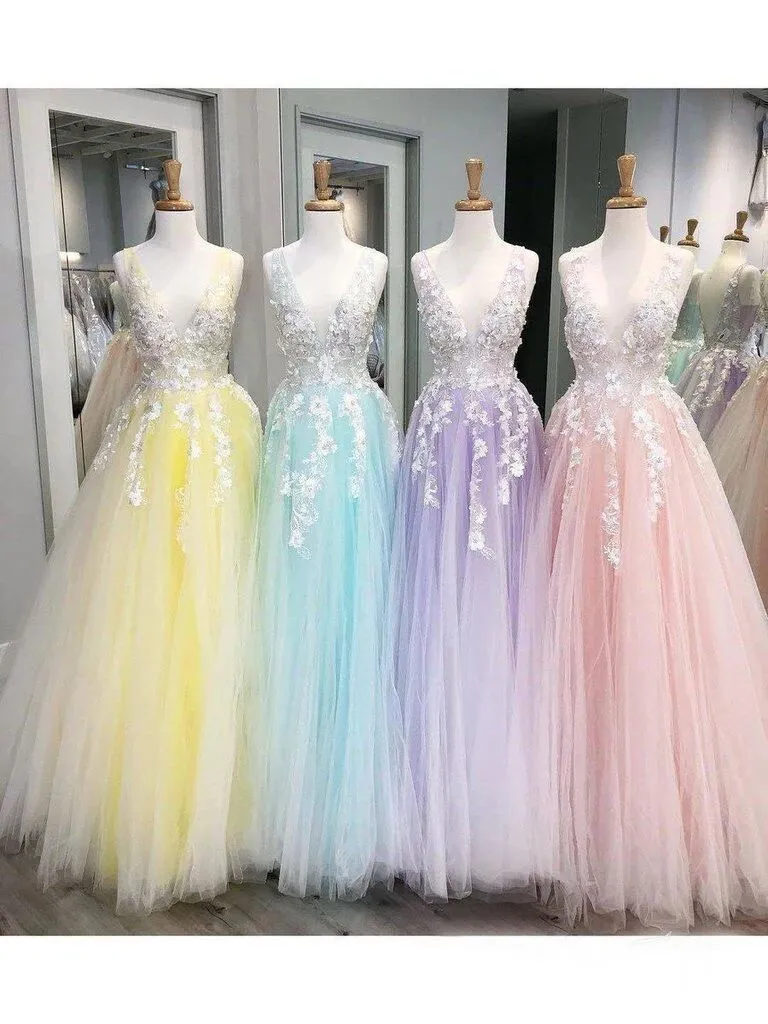 Stunning Lace Applique Ball Gown Long Ball Gowns Prom Dresses Quinceanera Dress PFP1514