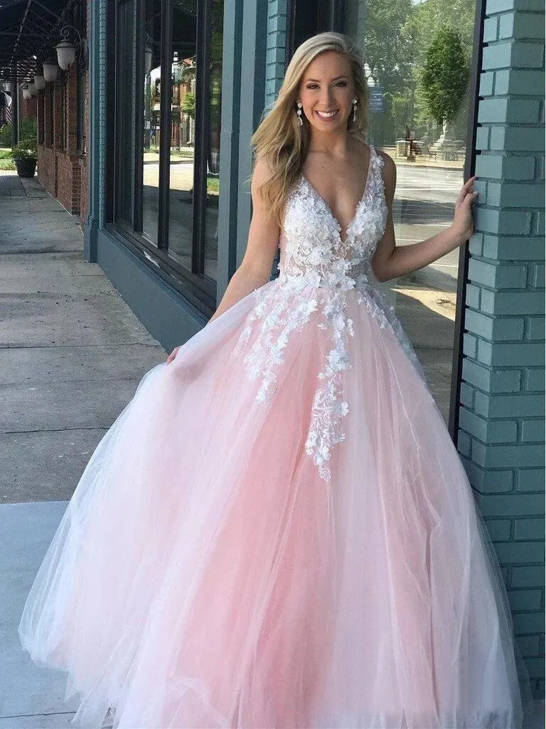 Stunning Lace Applique Ball Gown Long Ball Gowns Prom Dresses Quinceanera Dress PFP1514