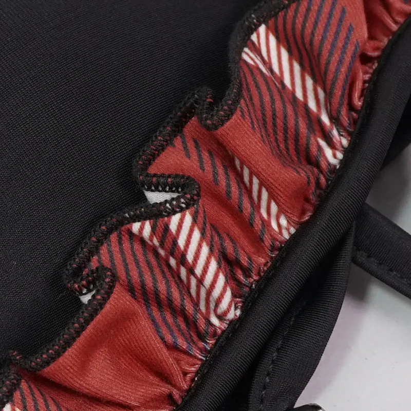 Swimsuit top featuring a Scottish red plaid pattern SST019C