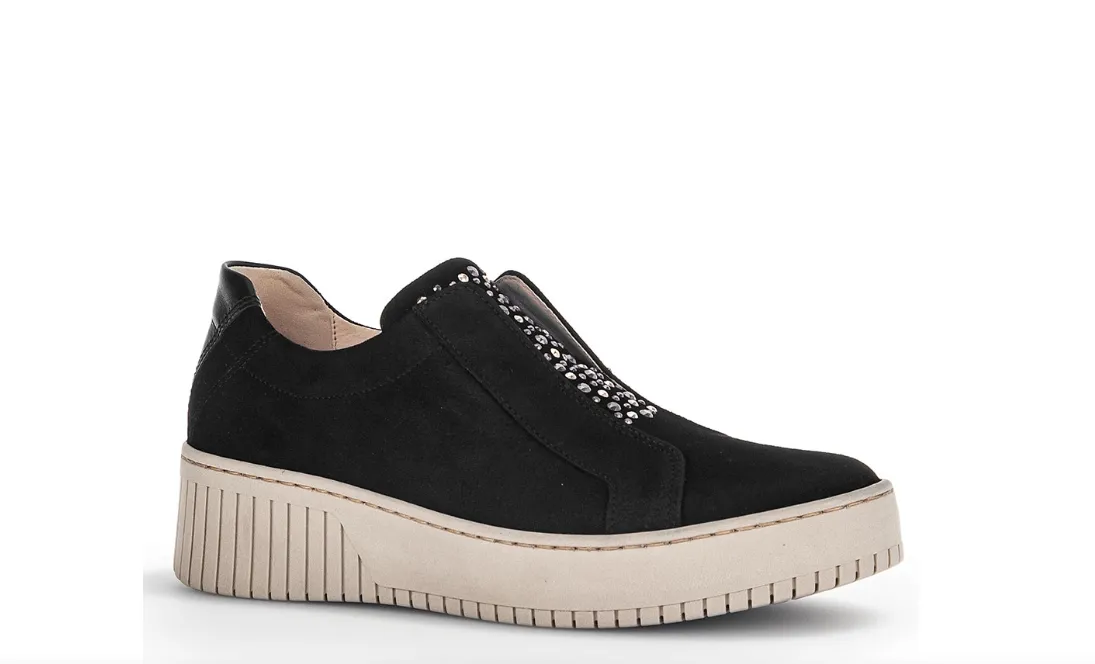 Wonderland Black Slip on Trainers